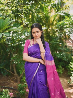 Smeha Manimegalai Instagram - Saree @paavaihandlooms 💜

#smeha