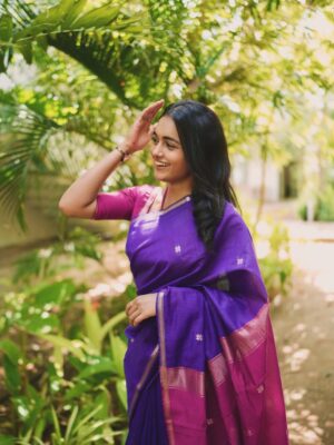 Smeha Manimegalai Instagram - Saree @paavaihandlooms 💜

#smeha