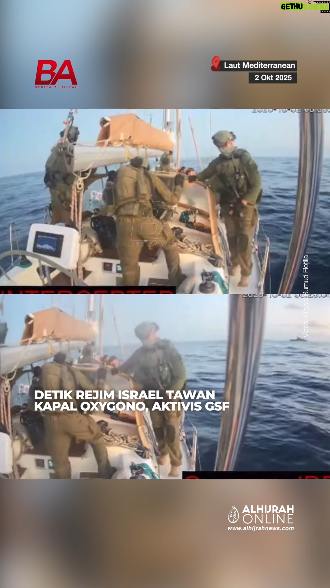 Umie Aida - 49.7K Likes - Rakaman jelas detik rejim Israel menawan salah sebuah kapal misi Global Sumud Flotilla (GSF), Oxygono sebelum menahan aktivis yang berada di kapal tersebut.

Penahanan tersebut disahkan oleh Global Sumud Flotilla menerusi Flotilla Tracker.

Ikuti Berita AlHijrah di pelbagai platform media sosial https://linktr.ee/beritaalhijrah dan layari www.alhijrahnews.com untuk berita-berita terkini dalam & luar negara