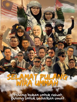 Umie Aida Instagram - Alhamdulillah, mereka telah pulang.
Bukan sekadar dari perjalanan fizikal, tapi dari misi hati dan iman.
Terima kasih kerana membawa semangat Gaza ke tanah air.
You are our hero 🇵🇸 🇲🇾 
#GlobalSumudFortilla #DoaUntukPalestin #ourhero