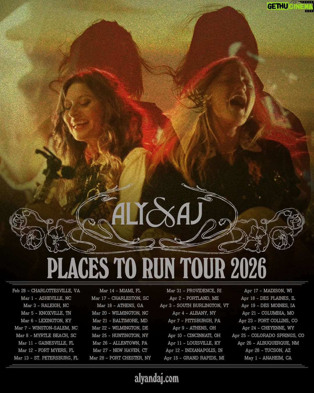 AJ Michalka - 14.6K Likes - More dates. More places to run. We’re thrilled to announce the Places To Run Tour 2026 is coming this spring ✨ Beat the RUSH and get tickets early: head to alyandaj.com or comment below and we’ll send you the link to sign up for presale.

Presale tickets drop Thursday at 10AM local time!