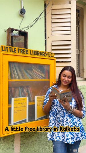 Adrija Ghoshal Instagram - A little free library in Kolkata📚
Comment Library and I will send you the exact location!