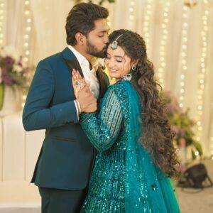 Akshaya Kandamuthan Instagram - To love, laughter and our happily ever after! 💕

Makeup @ajay_artistry 
Hairstylist  @mani_stylist_ 
Costume @mokshe_rental_destination & @studio_7creations 
Jewel @chennai_jazz 
 cam @focus_queen_photography