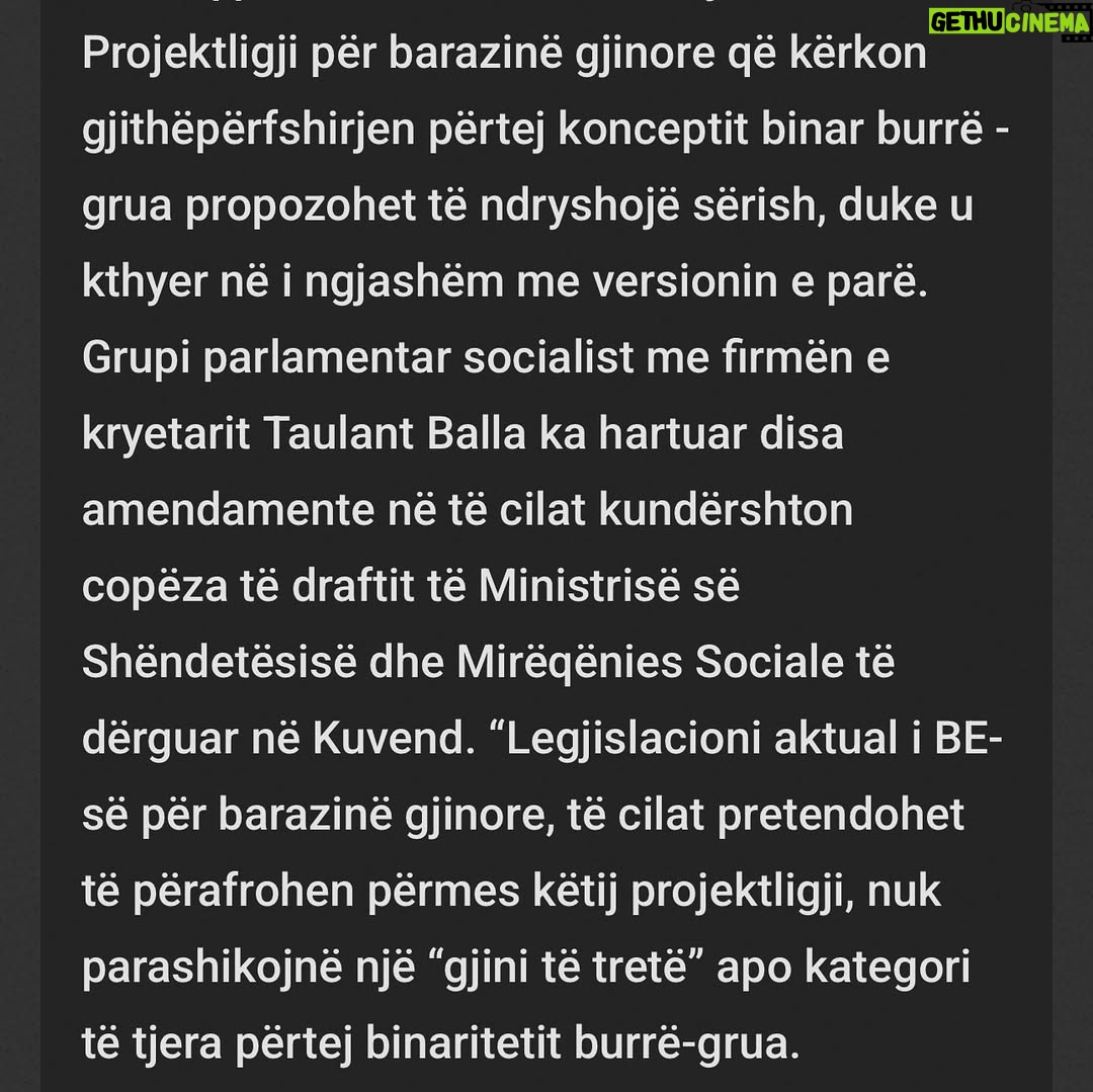 Albana Osmani - 15.6K Likes - 🇦🇱 Mirëmëngjesi, sot për FAMILJEN SHQIPTARE! ❤️

📜 Shqipëria mbetet tokë me dy gjini : burrë dhe grua.
Projektligji i Qeverisë, nën drejtimin e Kryeministrit Rama, u rikthye me 22 amendamente kundër “përkatësisë së shumëfishtë”, duke riafirmuar vlerat e kombit tonë dhe ligjësinë hyjnore të krijimit.

Ne jemi ashtu siç na ka bërë Zoti, siç e kanë ruajtur brez pas brezi nënat dhe baballarët tanë ,me familje të shëndetshme, me dashuri, me rrënjë, me taban. Ky është triumfi i së vërtetës, i shpirtit shqiptar dhe i një populli që nuk lejon mjegull në zemrën e brezave të rinj.

🙏 Mirënjohje Zotit të gjallë e te gjithëpushtetshëm ,
dhe çdo shqiptari e shqiptareje që e do FAMILJEN dhe KOMBIN me shpirt.

Fjalët Nënë dhe Babë janë fjalët më të mëdha, më të shenjta, më hyjnore që mbajnë gjallë kombin tonë ndër shekuj. Mirënjohje përgjithmonë ndaj çdo Babe Hero , dhe çdo Nëne Shqiptare Burrneshë , qe sakrifikon tërë jetën për familjen. 

Faleminderit çdo zemre që qëndroi në lutje.
Faleminderit çdo besimi fetar, çdo shpirt të ndershëm që u ngrit në frymë kundër planeve të errësirës.
Faleminderit çdo personi publik që me zërin dhe influencën e tij zgjodhi dritën, jo frikën.

Sot është ditë krenarie kombëtare, besimi dhe shprese.
Zoti e bekoftë FAMILJEN SHQIPTARE, dhe Zoti e bekoftë SHQIPËRINË ❤️ ! 

⸻•—————•—————-•————————-•———————•

Video ku mbaj tabelen me mesazhin per familjen , eshte publikuar ne kanalin tim ne YouTube ne 25 dhjetor 2024. Me titull “Mary did you know” .Duke dashur te percjell kete mesazh lidhur ketu me tekstin e kenges referuar Krishtlindjes, besimit ne Zot dhe ne ate qe ai ka krijuar si vazhdimesine e jetës FAMILJA , Nëna dhe Babai dhe Femijët. 

Video “We will rock you” - karaoke remake dhe me nje tekst te personalizuar me nje mesazh per rinine shqiptare ,  eshte publikuar ne fillim te sezonit te pare te Albana Osmani Show rreth nje vit me pare . Na kanalin tim ne YouTube .