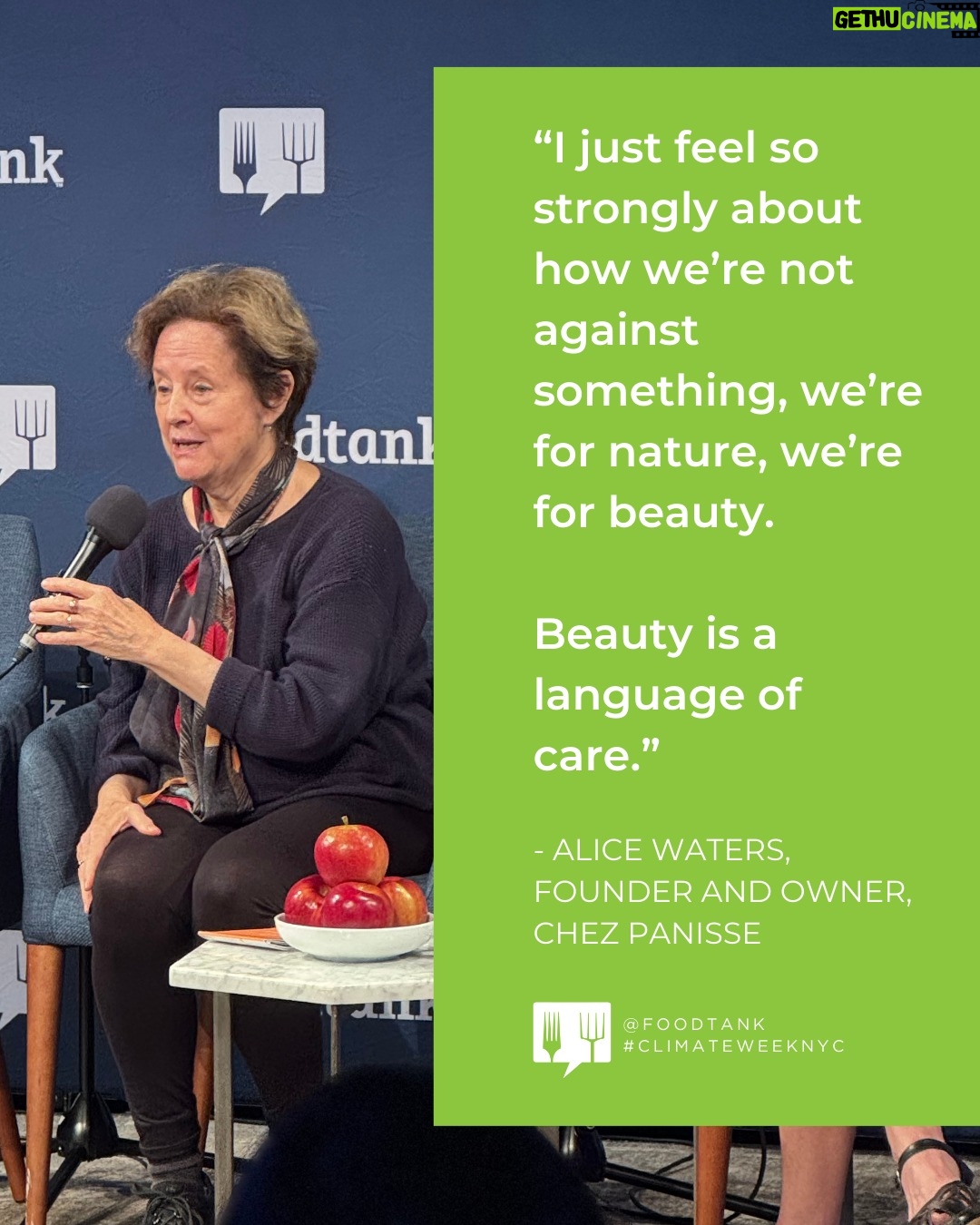Alice Waters - 1.5K Likes - When Alice Waters says "plant something," we say "raised bed or row?"

Live from #ClimateWeekNYC some powerful inspiration from the great chef and activist:

“I think biodiversity is the beauty of my life, and I feel like we have this opportunity to collaborate across the country and around the world, we could really create bonds, because I can’t tell you, when you’re dependent on a farmer for your food, you are so grateful.”

She encouraged us to sit with the five senses when it comes to food.

"Our senses have proven to be the pathways into our minds. By smelling, tasting, touching, and looking at beautiful things, we are really enriching our whole mental and physical health.” 

- Alice Waters, Chef, Author, and Food Activist; Founder and Owner, Chez Panisse; Founder, Edible Schoolyard Project.