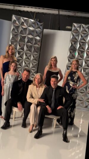 Alison Sweeney Instagram - Some fun #behindthescenes from the @dayspeacock 60th photo shoot. I am so blessed to have such wonderful people to share these memories with. @ericmartsolf & I always crack each other up & I always feel the love and family energy with @marth27 & @gregvaughan & @deidrehall_official  we missed @drakehogestyn so much this day. He would’ve been the center of everything, keeping us all in line with a funny story & his impeccable charm. (Oh how I wish I could’ve traded opinions on this Dodgers World Series with him.) Thank you to all of you for sharing this Days ⏳history with me too. I am so grateful to you all for making it possible. #days #60