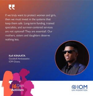Ama K. Abebrese Instagram - As we observe the #16Days of Activism against Gender-Based Violence, IOM Ghana's Goodwill Ambassadors, @ama_k_abebrese and @kinaatagh , join the campaign to raise awareness and advocate for #SafeSpaces that support and protect women from violence.

They emphasize the need to invest in long-term systems that keep women safe and break the social barriers that limit access to safety.

Together, let’s create a safer, more inclusive Ghana for all!