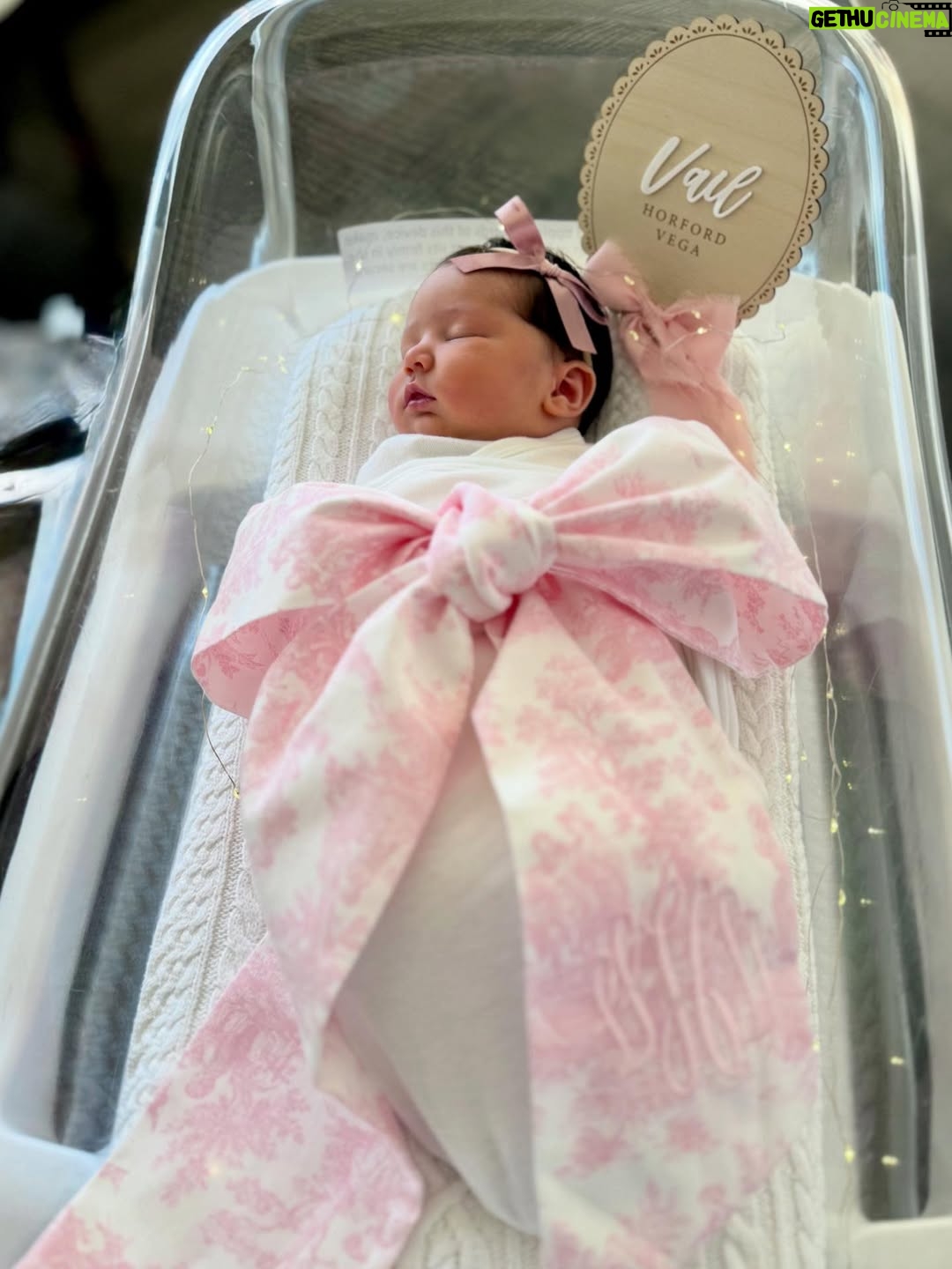 Amelia Vega - 326.2K Likes - Vail Horford Vega 11.26.25 🎀 
Nuestra mesa, nuestras risas, nuestro amor… todo creció.
Nuestro sexto regalo del cielo, la más reciente razón de nuestra alegría.
Te esperábamos con tanta emoción. Te amo, chiquita mía.