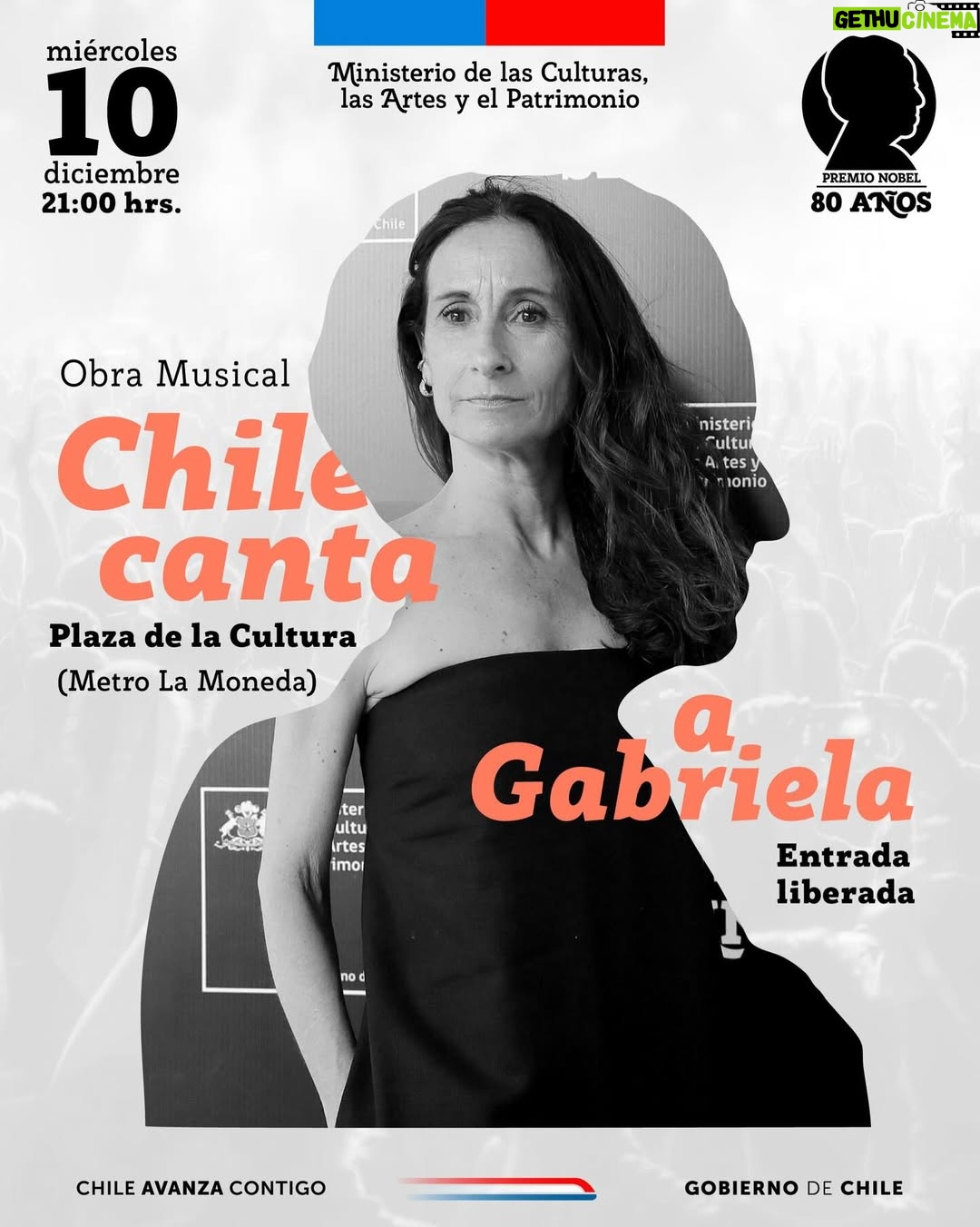 Amparo Noguera - 2.2K Likes - Chile canta a Gabriela

Este 10 de diciembre, frente a La Moneda, celebramos los 80 años del Nobel de Gabriela Mistral con un espectáculo que une música, poesía, danza y artes visuales.

Más de 50 artistas darán vida a su legado, en una puesta en escena única que culminará con show lumínico en La Moneda.