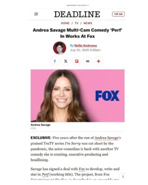 Andrea Savage Instagram - Hi. It’s me. I know I have been MIA on here for a minute 😬 but… I am SOOOOOO EXCITED TO SHARE THIS NEWS!! It has taken me a minute to live some life and begin anew, but here we are. ☺️ And a multi-cam?? I mean come on!! I really am just thrilled to jump back elbow deep into the real and ridiculous stories of being an adult.  And to make people feel like I still sneak into your homes and record your conversations. Yes, I stand over you when you sleep and don’t blink. Don’t make it weird. Actuallyyyyy… make it super fucking weird. There we go. (I was creepily nodding while I typed that. I am not proud. ) Much more soon!! #perf #PerfonFOX #backinbiz #FOXTV @foxtv @deadline