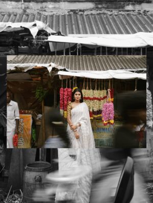 Anusha Hegde Instagram - Taking an image, freezing a moment, reveals how rich reality truly is❤️
Saree: @shrijayasilk 
Pc: @low.shutters_ 
@visualsby_ks 
Blouse: @oshinanil 

#saree #street #streetphotographersmagazine #streetphoto_bnw #streetfashion #photography