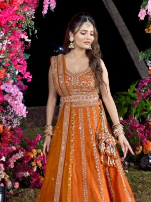 Ashna Kishore Instagram - This outfit deserves its own moment 🧡🥰
Wearing - @mauvestory 

#AshnaKishore #desi #wedding #lehenga #goa

{wedding vibes, Goa, Goa beach, lehenga, traditional, new post, wedding season, wedding bells, Morjim, Anjuna, south Goa, north Goa, Delhi, Mumbai, Pune, Hyderabad, Bangalore, fashion, Indian wear, ethnic wear, smile, happy}