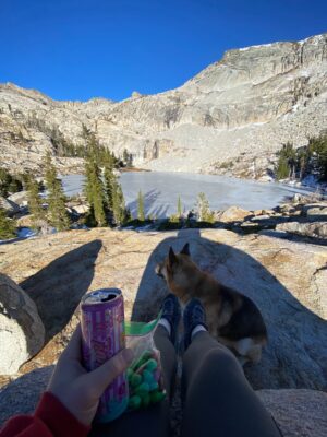 Aspen Ladd Instagram - This adventure brought to you by caffeine and m&m’s 😂 legitimately though , if I’m running or hiking distance I’m popping candy . Also, before sparring and fights . Sugar and carbs are friend not foe. Also, it’s crazy that I can still be hiking at nearly 9k ft elevation, in DECEMBER in the sierras