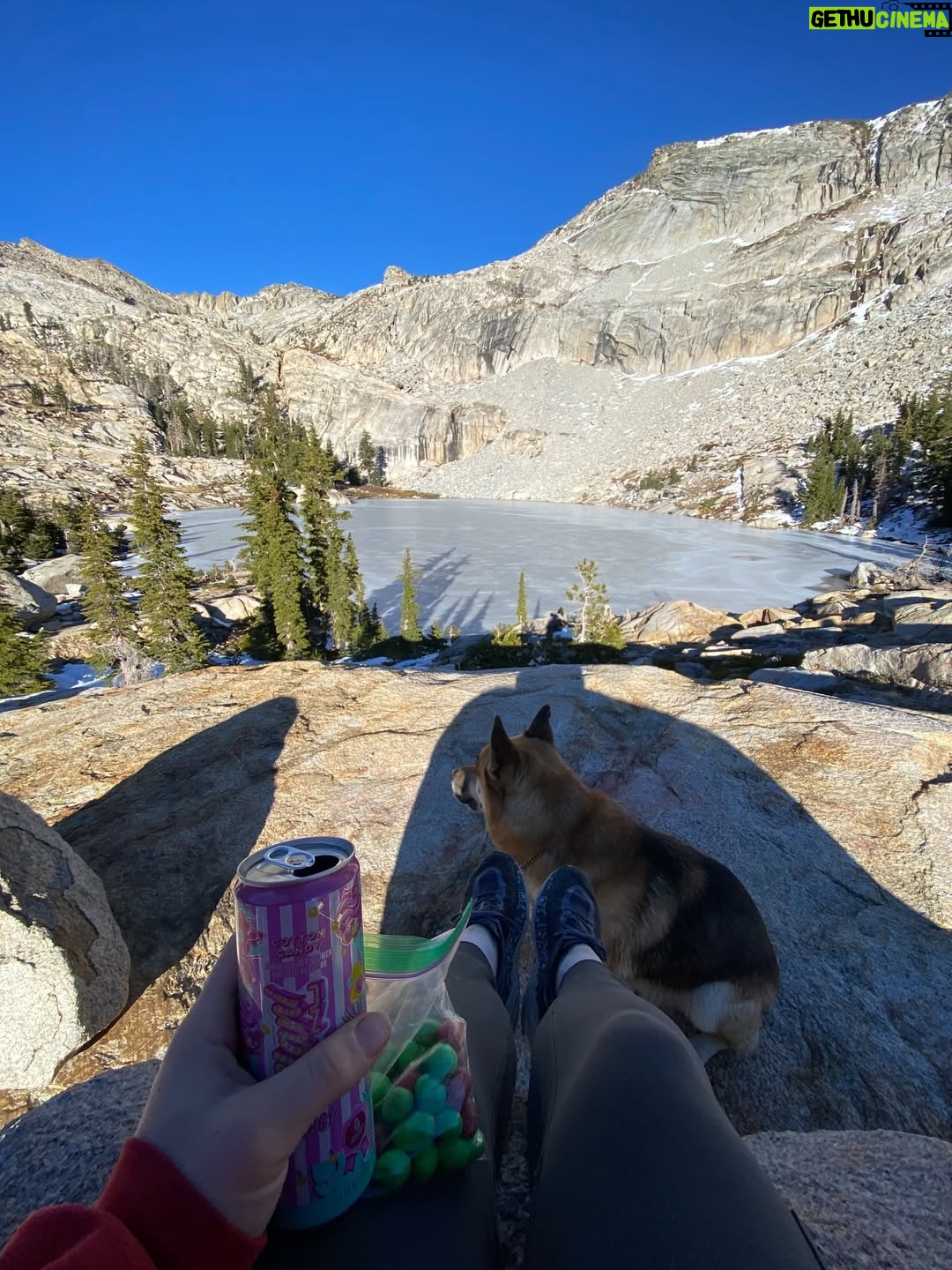 Aspen Ladd - 878 Likes - This adventure brought to you by caffeine and m&m’s 😂 legitimately though , if I’m running or hiking distance I’m popping candy . Also, before sparring and fights . Sugar and carbs are friend not foe. Also, it’s crazy that I can still be hiking at nearly 9k ft elevation, in DECEMBER in the sierras