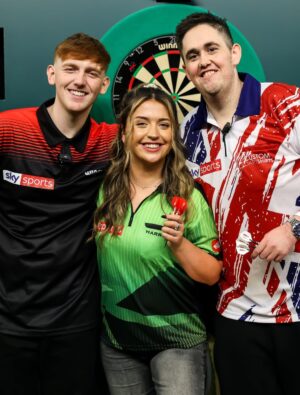 Becky James Instagram - tarts at the darts !! 🎯

thank you so much @officialpdc @skysports