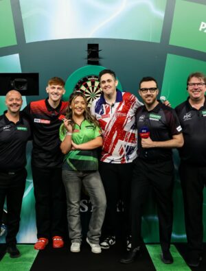 Becky James Instagram - tarts at the darts !! 🎯

thank you so much @officialpdc @skysports