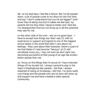 Betty Who Instagram - did a @reddit AMA last week and this question hit pretty hard. the life of a middle class artist is being successful to some and a failure to others all at the same time. lots of people replied to this on my story so i figured id share it here. idk if it will help anyone but i want you to know you’re not alone in the struggle.