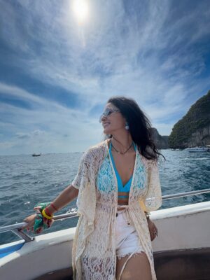 Bhaweeka Chaudhary Instagram - I love beaches, and this birthday vacation was just me and my man.
What a beautiful time we spent together 🤍

For the first time, I wasn’t celebrating my birthday as a single person 
I’m a married woman now… and honestly, I never thought I’d ever say that.
But I’m so happy I married the person who has been my best friend for the past six years.

Even though I’m phobic of deep water, the beach still calms me.
The sand, the sound of waves, the sun  everything felt just right this time 🌊✨

This birthday was simple, special, and full of love 

#birthadygirl🎉❤️🎁 #birthdaytrip #birthdayvibes