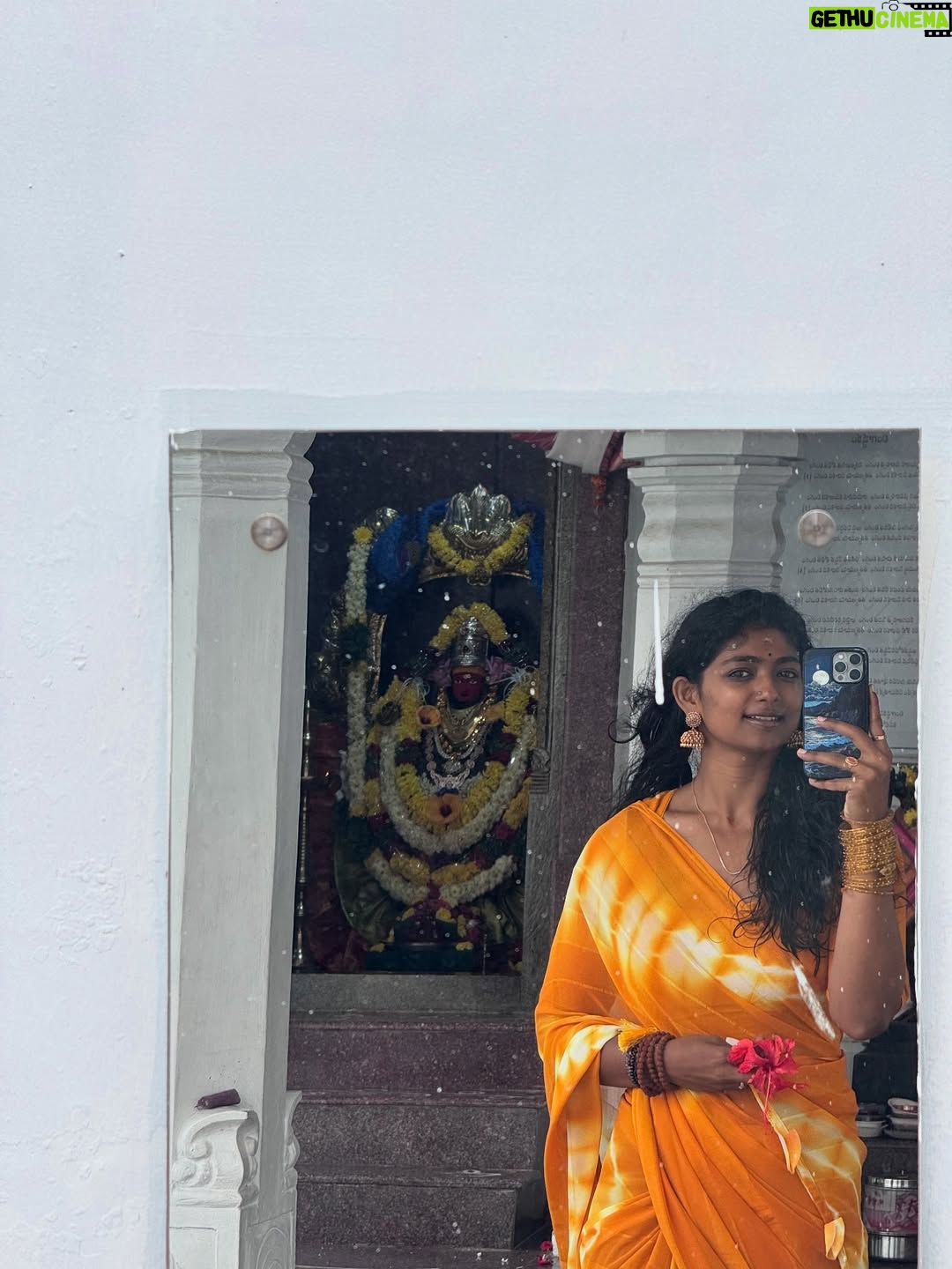 Bhoomi Shetty - 21.5K Likes - Navarathri🌺✨

In my 27 years of life, I’ve never done something like what I did this past month of September—Navarathri.
For 11 days, I lived as a Brahmacharini. A non-veg lover who didn’t touch non-veg. I woke up early, draped sarees every day, did puja, read slokas, wrote Durga koti. Even when my health wasn’t at its best, I still showed up. I still can’t believe myself.
And yet, I’m so proud. Because something awakened in me, The Shakti!! 
She made me believe in myself. I didn’t crave anything, I let go of so much. So much of my emotions, desires, attachments.  These 11 days taught me that if there is ichha, dedication & pure devotion, I can do anything in this life.
I realized Shakti doesn’t need materialistic offerings she asks for truth, our bare self, our honesty. I gave my all. 
I gave my all. I’ve grown. I’ve learnt. I’ve made mistakes, but I’ve also moved forward. And I’m grateful for everything life has given me so far.
And I promise myself one thing: to live fully, to live in the present.
Thank you Kali ma🌺
.
