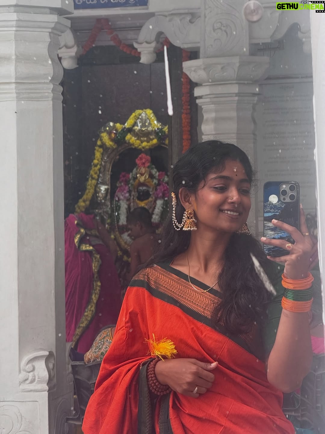 Bhoomi Shetty - 21.5K Likes - Navarathri🌺✨

In my 27 years of life, I’ve never done something like what I did this past month of September—Navarathri.
For 11 days, I lived as a Brahmacharini. A non-veg lover who didn’t touch non-veg. I woke up early, draped sarees every day, did puja, read slokas, wrote Durga koti. Even when my health wasn’t at its best, I still showed up. I still can’t believe myself.
And yet, I’m so proud. Because something awakened in me, The Shakti!! 
She made me believe in myself. I didn’t crave anything, I let go of so much. So much of my emotions, desires, attachments.  These 11 days taught me that if there is ichha, dedication & pure devotion, I can do anything in this life.
I realized Shakti doesn’t need materialistic offerings she asks for truth, our bare self, our honesty. I gave my all. 
I gave my all. I’ve grown. I’ve learnt. I’ve made mistakes, but I’ve also moved forward. And I’m grateful for everything life has given me so far.
And I promise myself one thing: to live fully, to live in the present.
Thank you Kali ma🌺
.