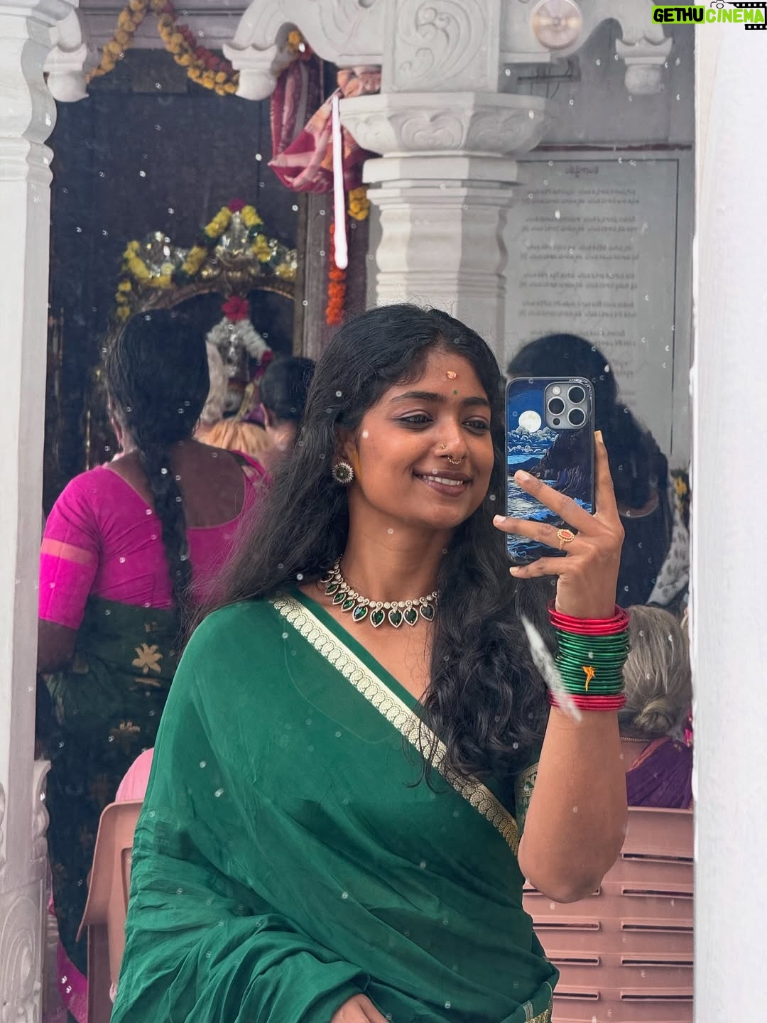 Bhoomi Shetty - 21.5K Likes - Navarathri🌺✨

In my 27 years of life, I’ve never done something like what I did this past month of September—Navarathri.
For 11 days, I lived as a Brahmacharini. A non-veg lover who didn’t touch non-veg. I woke up early, draped sarees every day, did puja, read slokas, wrote Durga koti. Even when my health wasn’t at its best, I still showed up. I still can’t believe myself.
And yet, I’m so proud. Because something awakened in me, The Shakti!! 
She made me believe in myself. I didn’t crave anything, I let go of so much. So much of my emotions, desires, attachments.  These 11 days taught me that if there is ichha, dedication & pure devotion, I can do anything in this life.
I realized Shakti doesn’t need materialistic offerings she asks for truth, our bare self, our honesty. I gave my all. 
I gave my all. I’ve grown. I’ve learnt. I’ve made mistakes, but I’ve also moved forward. And I’m grateful for everything life has given me so far.
And I promise myself one thing: to live fully, to live in the present.
Thank you Kali ma🌺
.