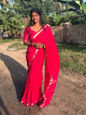 Bhoomi Shetty Instagram - Navarathri🌺✨

In my 27 years of life, I’ve never done something like what I did this past month of September—Navarathri.
For 11 days, I lived as a Brahmacharini. A non-veg lover who didn’t touch non-veg. I woke up early, draped sarees every day, did puja, read slokas, wrote Durga koti. Even when my health wasn’t at its best, I still showed up. I still can’t believe myself.
And yet, I’m so proud. Because something awakened in me, The Shakti!! 
She made me believe in myself. I didn’t crave anything, I let go of so much. So much of my emotions, desires, attachments.  These 11 days taught me that if there is ichha, dedication & pure devotion, I can do anything in this life.
I realized Shakti doesn’t need materialistic offerings she asks for truth, our bare self, our honesty. I gave my all. 
I gave my all. I’ve grown. I’ve learnt. I’ve made mistakes, but I’ve also moved forward. And I’m grateful for everything life has given me so far.
And I promise myself one thing: to live fully, to live in the present.
Thank you Kali ma🌺
.