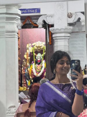 Bhoomi Shetty Instagram - Navarathri🌺✨

In my 27 years of life, I’ve never done something like what I did this past month of September—Navarathri.
For 11 days, I lived as a Brahmacharini. A non-veg lover who didn’t touch non-veg. I woke up early, draped sarees every day, did puja, read slokas, wrote Durga koti. Even when my health wasn’t at its best, I still showed up. I still can’t believe myself.
And yet, I’m so proud. Because something awakened in me, The Shakti!! 
She made me believe in myself. I didn’t crave anything, I let go of so much. So much of my emotions, desires, attachments.  These 11 days taught me that if there is ichha, dedication & pure devotion, I can do anything in this life.
I realized Shakti doesn’t need materialistic offerings she asks for truth, our bare self, our honesty. I gave my all. 
I gave my all. I’ve grown. I’ve learnt. I’ve made mistakes, but I’ve also moved forward. And I’m grateful for everything life has given me so far.
And I promise myself one thing: to live fully, to live in the present.
Thank you Kali ma🌺
.
