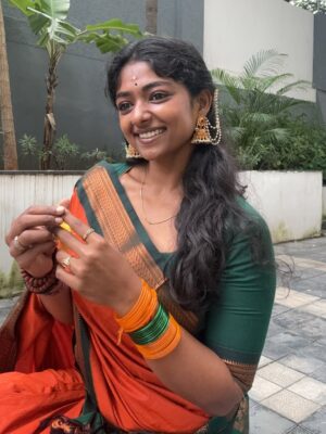 Bhoomi Shetty Instagram - Navarathri🌺✨

In my 27 years of life, I’ve never done something like what I did this past month of September—Navarathri.
For 11 days, I lived as a Brahmacharini. A non-veg lover who didn’t touch non-veg. I woke up early, draped sarees every day, did puja, read slokas, wrote Durga koti. Even when my health wasn’t at its best, I still showed up. I still can’t believe myself.
And yet, I’m so proud. Because something awakened in me, The Shakti!! 
She made me believe in myself. I didn’t crave anything, I let go of so much. So much of my emotions, desires, attachments.  These 11 days taught me that if there is ichha, dedication & pure devotion, I can do anything in this life.
I realized Shakti doesn’t need materialistic offerings she asks for truth, our bare self, our honesty. I gave my all. 
I gave my all. I’ve grown. I’ve learnt. I’ve made mistakes, but I’ve also moved forward. And I’m grateful for everything life has given me so far.
And I promise myself one thing: to live fully, to live in the present.
Thank you Kali ma🌺
.