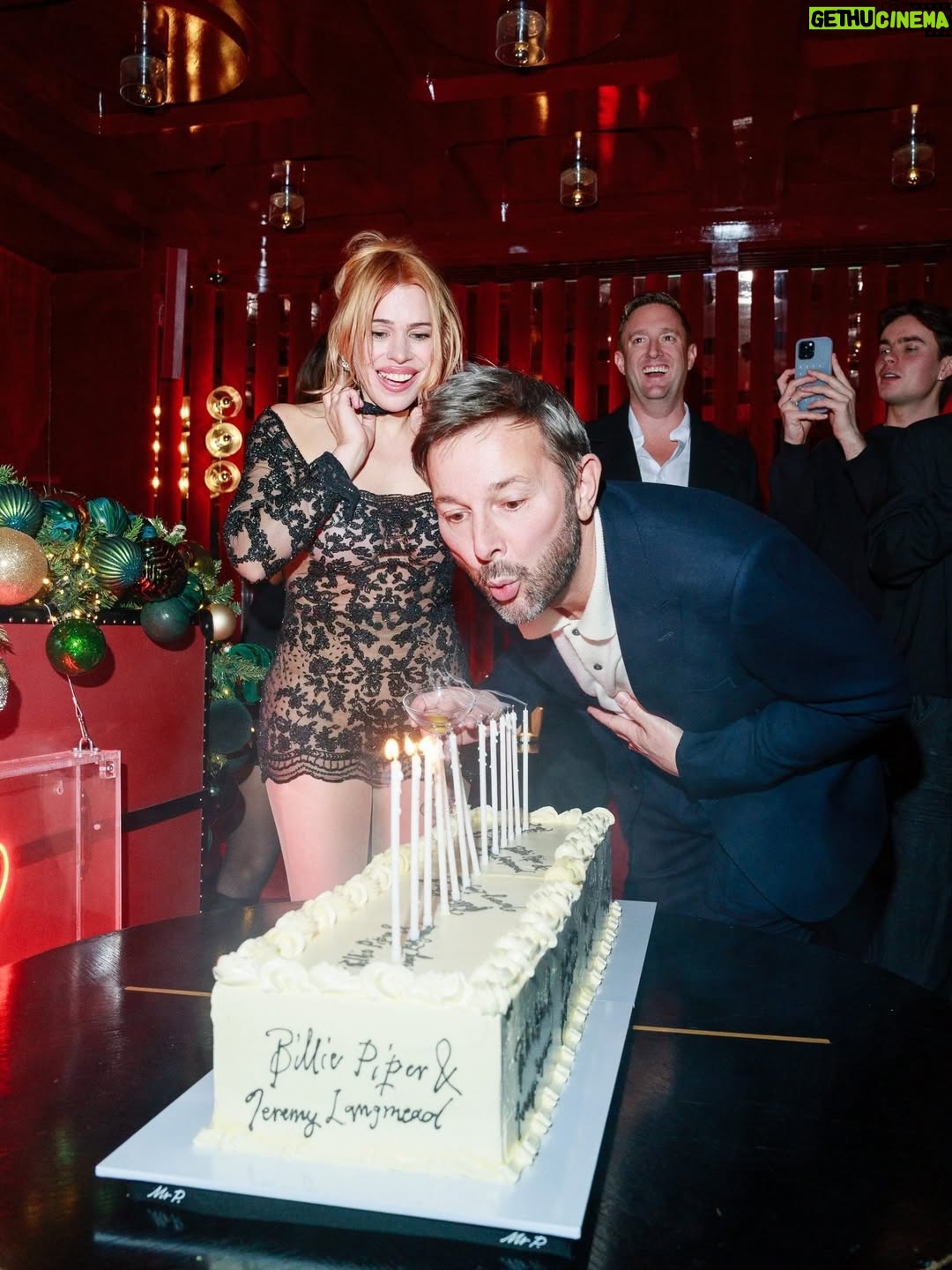 Billie Piper - 28.2K Likes - To kick off the festive party season MR PORTER’s Brand Director @jeremylangmead & friend @billiepiper hosted a joint birthday party. The dress code was “Dark” and everyone dressed up. 

Friends celebrated to the sounds of @woody_cook and vibereceptor at @upstairs_at_langans

Photos by @jamesdkelly
