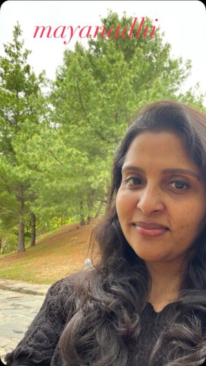 Brindha Sivakumar Instagram - Love this song “Mayanadhi” from Kabali ! Felt like singing this fav song in the serene atmosphere of Bhutan -Paro🍃