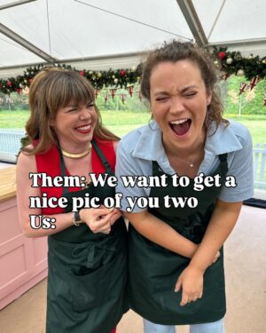Briony May Williams Instagram - The best teammate a girl could ask for!! These pics perfectly sum up our time together in the tent for the New Year Bake Off 💕 Can’t wait for you to see it!!! Love you @tasha_f_stones ❤️

@britishbakeoff 

#bakeoff #friends #bffs