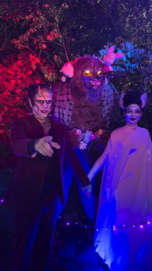 Caitlin McHugh Instagram - We live & die for Halloween!  And this year, so did many of our favorite characters!💀🎃 👻

What’d you dress as?

Thank you to @michaelachin makeup extraordinaire, @danieljdeutsch @teamfoxdelorean