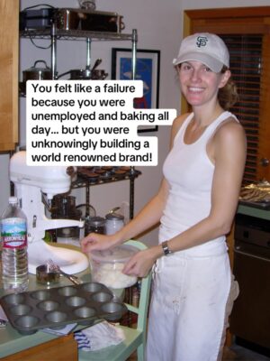 Candace Nelson Instagram - If I could go back and talk to the version of me who was about to take the biggest risk of her life... 🧁

I’d tell her:

👉🏻Losing that job you went to college for? Best thing that ever happened to you.

👉🏻Feeling like a failure because you’re unemployed and baking all day? You’re unknowingly building a world renowned brand.

👉🏻That tiny sandwich shop you’re scared to rent? It’s perfect. You’re going to transform it.

👉🏻The brown paint job you’re worried about? It’ll become a brand signature.

👉🏻All that panic about getting everything ready for opening day? You’re going to pull it off.

👉🏻And on opening day when you think no one will show up? You’ll sell out in 2 hours and bake all night to restock.

But the #1 piece of advice I’d give my younger self? You didn’t need to be ready... You just needed to start. 

What would YOU tell your younger self? 🩷

#sprinkles #candacenelson #sprinklescupcakes #passionpreneur