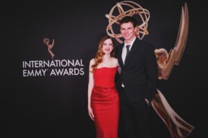Charlotte Hope Instagram - International Emmys ✨⭐️

Styling by @georgiehenley who also lent me the jewellery and helped to look after the baby whilst we were away (what an amazing friend)
Dress by @houseofcb, I didn’t know this brand before but am kind of obsessed with so many of their dresses now, from @byrotation 
Makeup by the gorgeous @michellecoursey 
Hair by @jonathanclarencehair
And thank you to @arlohotels for having us to stay, and especially for the amazing terrace