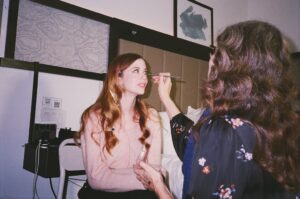 Charlotte Hope Instagram - International Emmys ✨⭐️

Styling by @georgiehenley who also lent me the jewellery and helped to look after the baby whilst we were away (what an amazing friend)
Dress by @houseofcb, I didn’t know this brand before but am kind of obsessed with so many of their dresses now, from @byrotation 
Makeup by the gorgeous @michellecoursey 
Hair by @jonathanclarencehair
And thank you to @arlohotels for having us to stay, and especially for the amazing terrace
