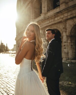 Cindy Marina Instagram - A Roman dream 🤍✨ 

Shot by the talented @lunapictures.al 
Dress by amazing @aiahmariage 
Makeup by bestie @henrigjata_mua 
Hair by my baby @florii_hairstyle