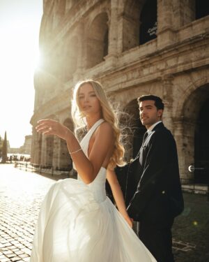 Cindy Marina Instagram - A Roman dream 🤍✨ 

Shot by the talented @lunapictures.al 
Dress by amazing @aiahmariage 
Makeup by bestie @henrigjata_mua 
Hair by my baby @florii_hairstyle