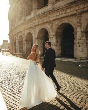 Cindy Marina Instagram - A Roman dream 🤍✨ 

Shot by the talented @lunapictures.al 
Dress by amazing @aiahmariage 
Makeup by bestie @henrigjata_mua 
Hair by my baby @florii_hairstyle