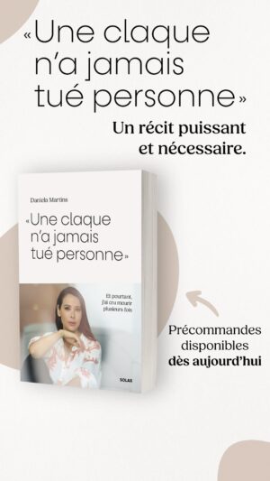 Daniela Martins Instagram - Il m’a fallu beaucoup de temps avant de trouver le courage de partager cela. L’année d’écriture a été une réelle descente aux enfers. Regarder en arrière me bouleverse encore, mais aujourd’hui je sais qu’il y a un sens à mettre des mots.
J’écris pour celle ou celui qui a l’impression de se noyer, comme je l’ai ressenti.
Certains traumatismes marquent si profondément qu’ils changent tout : ta façon de voir le monde, les autres… et même toi-même.
Personne d’autre ne connaît toute ton histoire. Personne n’a porté ce que tu as porté.
Un jour, tu regarderas en arrière et tu réaliseras que tu as survécu à ce que tu croyais insurmontable.
Et que tu es encore là. Plus fort(e). 💛

« Une claque n’a jamais tué personne et pourtant j’ai cru mourir plusieurs fois » en pré-vente. Lien dans ma bio et dans mes stories.