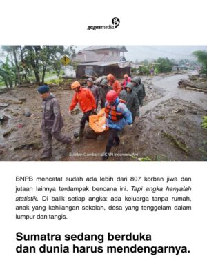 Della Dartyan Instagram - Setiap rumah yang tenggelam, setiap desa yang terkubur lumpur, adalah peringatan keras: ketika kita merusak alam, kita menghancurkan tempat hidup bersama 🥀

Kami mengajak kamu untuk ikut peduli dan berbagi harapan untuk teman-teman terdapampak bencana di Sumatra dengan berdonasi lewat link 🔗 bit.ly/sumatrapulih

#GagasMedia #PrayForSumatra #SaveSumatra #StopDeforestation