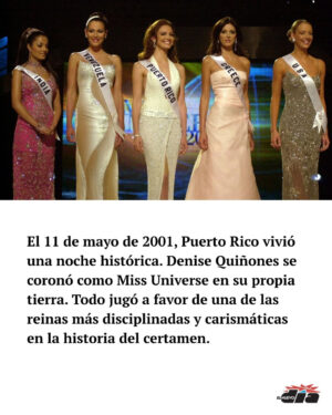 Denise Quiñones Instagram - ✨ La noche en que todo se alineó para Denise Quiñones. El 11 de mayo de 2001, Puerto Rico vivió una noche inolvidable. Desde el Coliseo Rubén Rodríguez, Denise Quiñones conquistó al universo con una combinación de carisma, disciplina y una preparación impecable que la convirtió en la primera puertorriqueña coronada Miss Universe en su propia tierra. 👑🇵🇷⁠
⁠
🔗 Descubre cómo Denise y su equipo trabajaron para lograr una de las coronas más memorables del certamen internacional. @elnuevodia⁠

Patrocinado por @claropr
⁠
✍️ Damaris Hernández Mercado