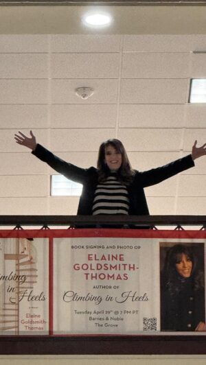 Elaine Goldsmith-Thomas Instagram - Celebrating one week since Pub Day! #ClimbingInHeels #BookedAndBusy