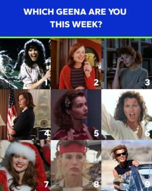 Geena Davis Instagram - Which Geena are you as we enter the final stretch of 2025!? 😀😑🫠🤩