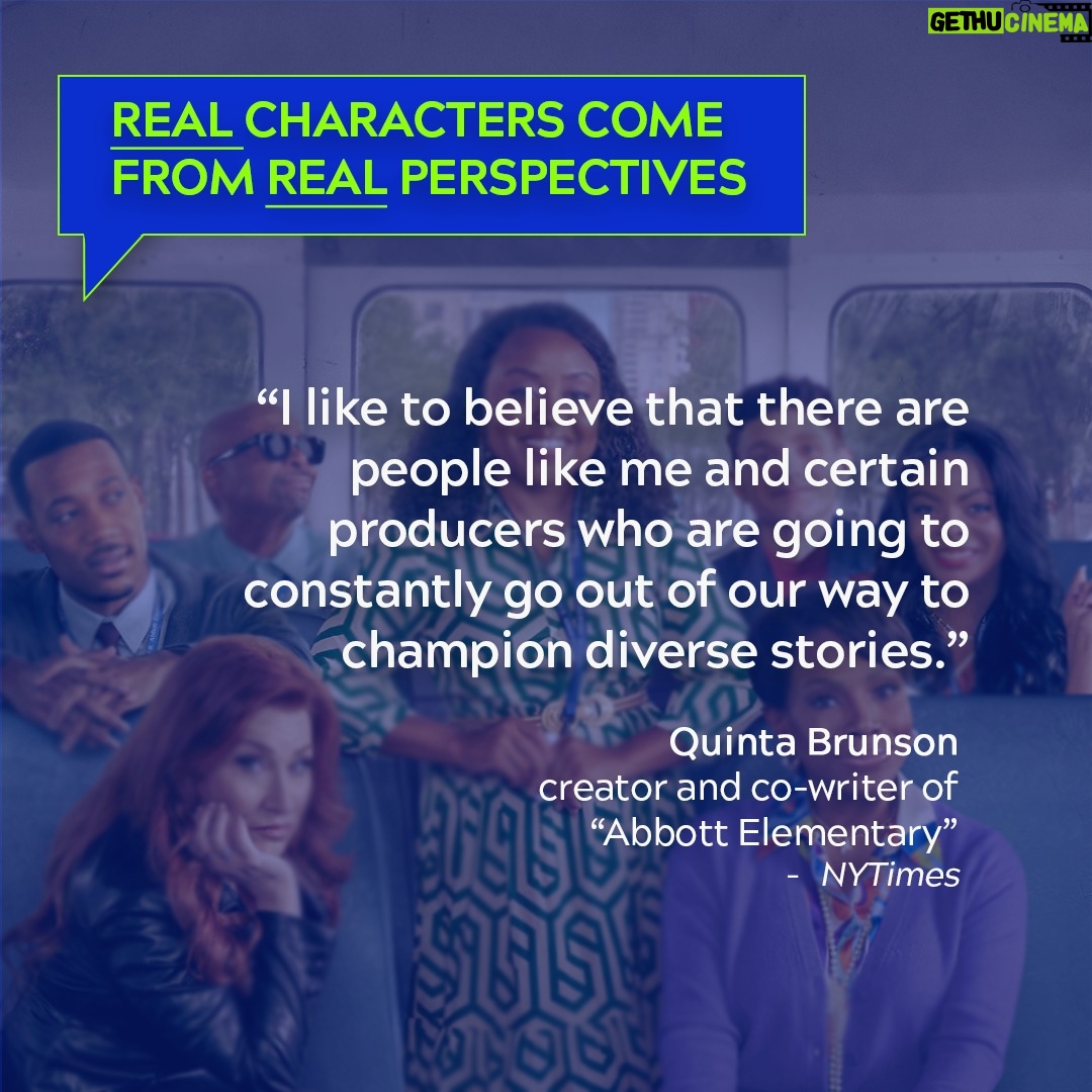 Geena Davis - 264 Likes - Your favorite show isn’t just funny, it’s built on intention. Behind the heart and humor of “Abbott Elementary” are writers who make diversity the norm, not the niche. Created by a Black woman and powered by a writers’ room that reflects the communities it portrays, representation is what makes stories like these feel real. Join GDI in keeping diversity real behind every story. 

#AbbottElementary #QuintaBrunson #seeitbeit