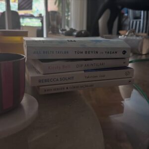 Gül Gölge Instagram - Günaydın🌧️Hava tam kitap okumalık değil mi?  Uzun süredir aynı anda üç dört kitap arasında dolanarak okuyorum.Tamamen ruh halime göre🐒 Kalemsiz okuyamayanlardanım.Mutlaka iz bırakırım kitaplarımda ve onları kimseye vermem😬☺️ Bu aralar şu dört kitap arasında dönüyorum; Tüm Beyin ile Yaşam – Beynin iki yarısı, iki farklı hayat. Bilimle kişisel deneyim birleşiyor.
	•	Dip Akıntıları – Berlin’in ruhunu bir mimarın gözünden, bir evin duvarlarından okumak.
	•	Yakındaki Uzak – Rebecca Solnit en sevdiğim yazarlardan oldu.Duyguları çok iyi geçirdiğini düşünüyorum.Annesiyle ilişkisi üzerinden kaybolmak, mesafeler ve kendini bulmak üzerine denemeler.
	•	Görme Biçimleri – Okul zamanı zorunlu kitabımızdı.Hep elimin altındadır.Bir kere okuduktan sonra hiçbir görsele aynı gözle bakamıyorsun.Her okuduğunda da başka bir şey fark ediyorsun.🍂#tavsiyeolsun