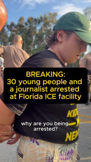 Hannah Einbinder Instagram - 30 brave young people were just arrested after blocking an ICE detention facility near Alligator Alcatraz. Police also detained a journalist who was present to cover the action.

ICE is a criminal organization that is terrifying everyday people on behalf of fascist billionaires. They have no right to kidnap our neighbors, and it’s time for each of us to stand up to their intimidation tactics. Let’s shut it down.

Young people are demanding:
1. Shut down all ICE facilities
2. Bring our neighbors home
3. Abolish ICE

Take action at the link in our bio.