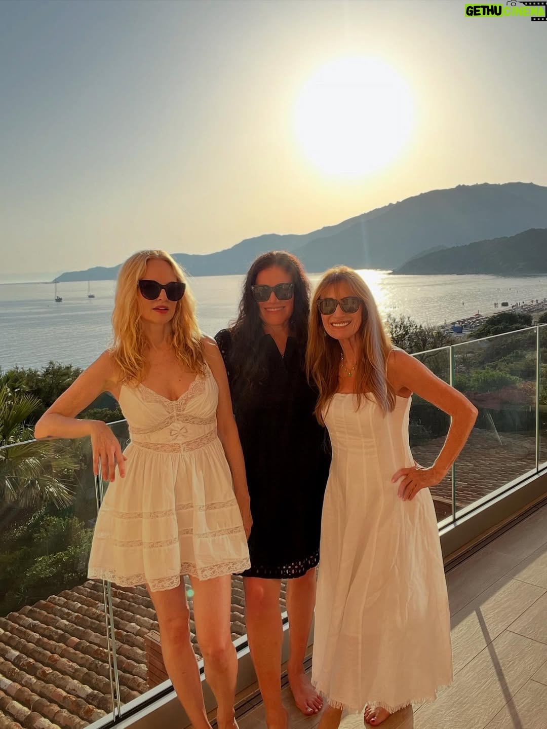 Heather Graham - 98.3K Likes - Got to explore beautiful Sardinia with my friend @debrajfisher. ❤️💃🏼💃🏻💫
@janeseymour came along for part of our adventure. I admire her long career and her #joiedevivre.
How the hell does she look so good? I’m asking for her secrets.✨

The sea is so beautiful and the food is so good. I discovered #culurgiones…
❤️💃🏼💃🏻💃🏻🇮🇹🌊🌞✨
#sardinia #sardegna #cagliari #alghero #pula #villasimius