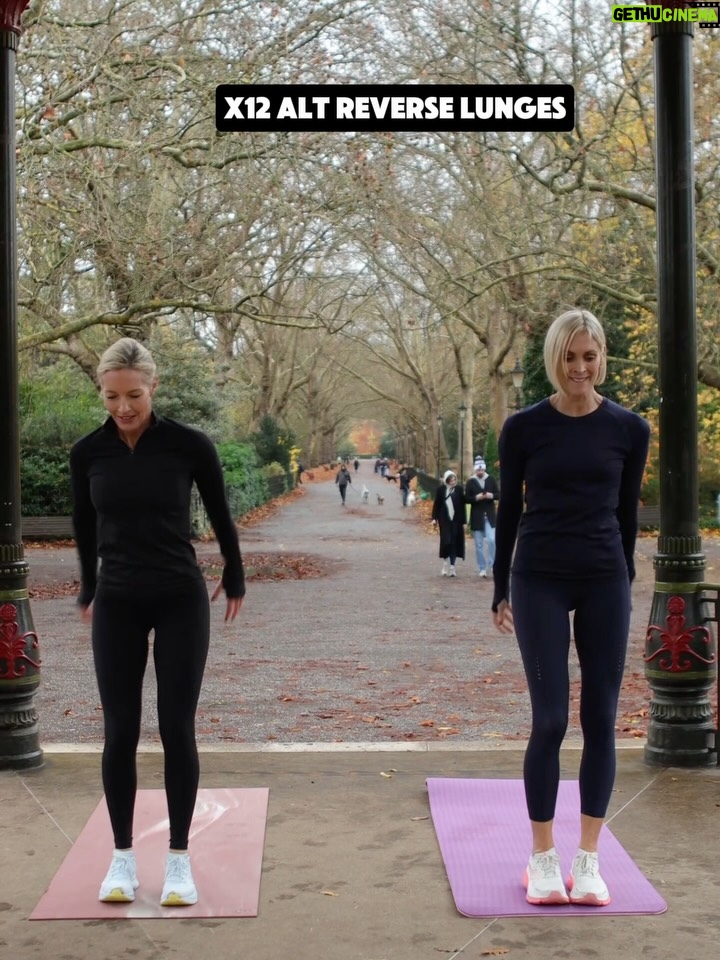 Jenni Falconer - 36.8K Likes - 🔥You loved the arms so here's the LEGS!💥
Huge thanks to my brilliant partner in the park @jennifalconer ♥️ swipe across to the final slide!😂

⚠️SAVE this one & share it with a friend > perfect to do anywhere with NO EQUIPMENT‼️great when you are sort on time ⏰ 

✅20 Mins
✅3/4 Sets depending on time
✅warm up 1st 

▶️15 Squats
▶️12 Split Squats
▶️12 Alt reverse lunges
▶️30 Bum kicks
▶️20 Sumo Squat pulses
▶️10 Curtsy lunges (both sides)
▶️12 Lateral lunges 
▶️10 Split squat hops (both sides)
▶️12 Criss Cross squats
▶️15 Glute Bridges
▶️30 squat wall/partner hold!

Give me a 👍 if you try it & enjoy!💪🏻
Thanks @thestylephotographer 
Both @sweatybetty