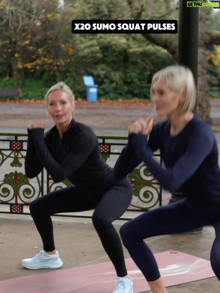Jenni Falconer - 36.8K Likes - 🔥You loved the arms so here's the LEGS!💥
Huge thanks to my brilliant partner in the park @jennifalconer ♥️ swipe across to the final slide!😂

⚠️SAVE this one & share it with a friend > perfect to do anywhere with NO EQUIPMENT‼️great when you are sort on time ⏰ 

✅20 Mins
✅3/4 Sets depending on time
✅warm up 1st 

▶️15 Squats
▶️12 Split Squats
▶️12 Alt reverse lunges
▶️30 Bum kicks
▶️20 Sumo Squat pulses
▶️10 Curtsy lunges (both sides)
▶️12 Lateral lunges 
▶️10 Split squat hops (both sides)
▶️12 Criss Cross squats
▶️15 Glute Bridges
▶️30 squat wall/partner hold!

Give me a 👍 if you try it & enjoy!💪🏻
Thanks @thestylephotographer 
Both @sweatybetty