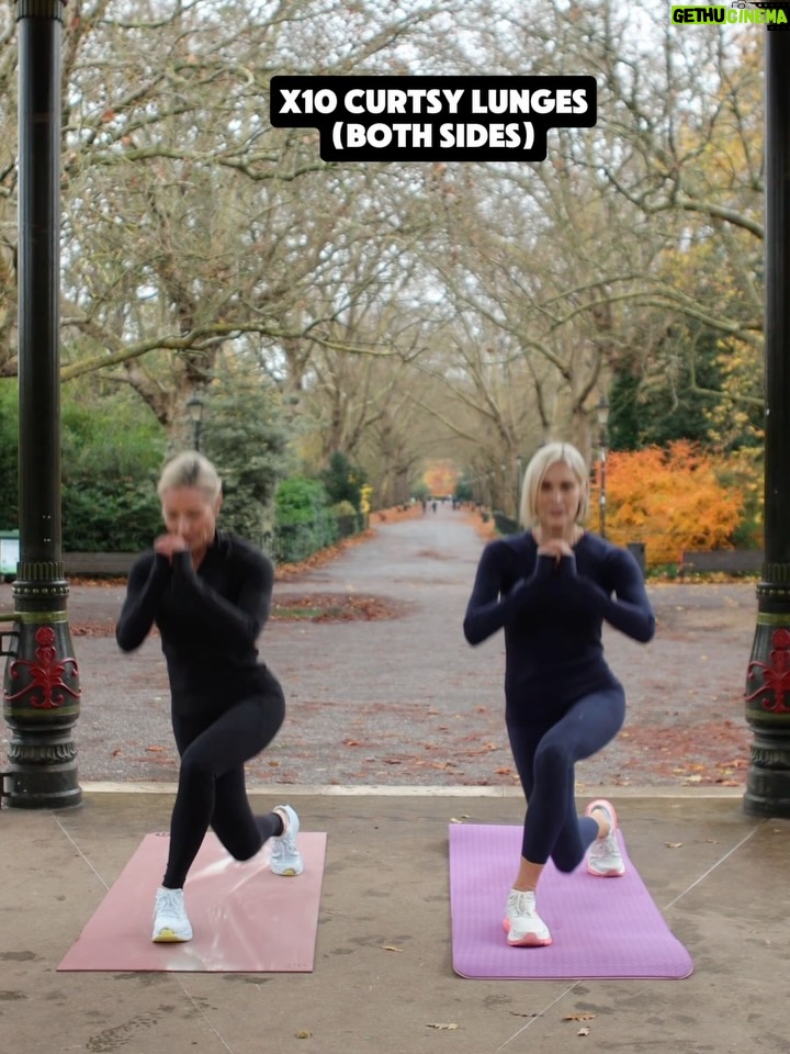 Jenni Falconer - 36.8K Likes - 🔥You loved the arms so here's the LEGS!💥
Huge thanks to my brilliant partner in the park @jennifalconer ♥️ swipe across to the final slide!😂

⚠️SAVE this one & share it with a friend > perfect to do anywhere with NO EQUIPMENT‼️great when you are sort on time ⏰ 

✅20 Mins
✅3/4 Sets depending on time
✅warm up 1st 

▶️15 Squats
▶️12 Split Squats
▶️12 Alt reverse lunges
▶️30 Bum kicks
▶️20 Sumo Squat pulses
▶️10 Curtsy lunges (both sides)
▶️12 Lateral lunges 
▶️10 Split squat hops (both sides)
▶️12 Criss Cross squats
▶️15 Glute Bridges
▶️30 squat wall/partner hold!

Give me a 👍 if you try it & enjoy!💪🏻
Thanks @thestylephotographer 
Both @sweatybetty